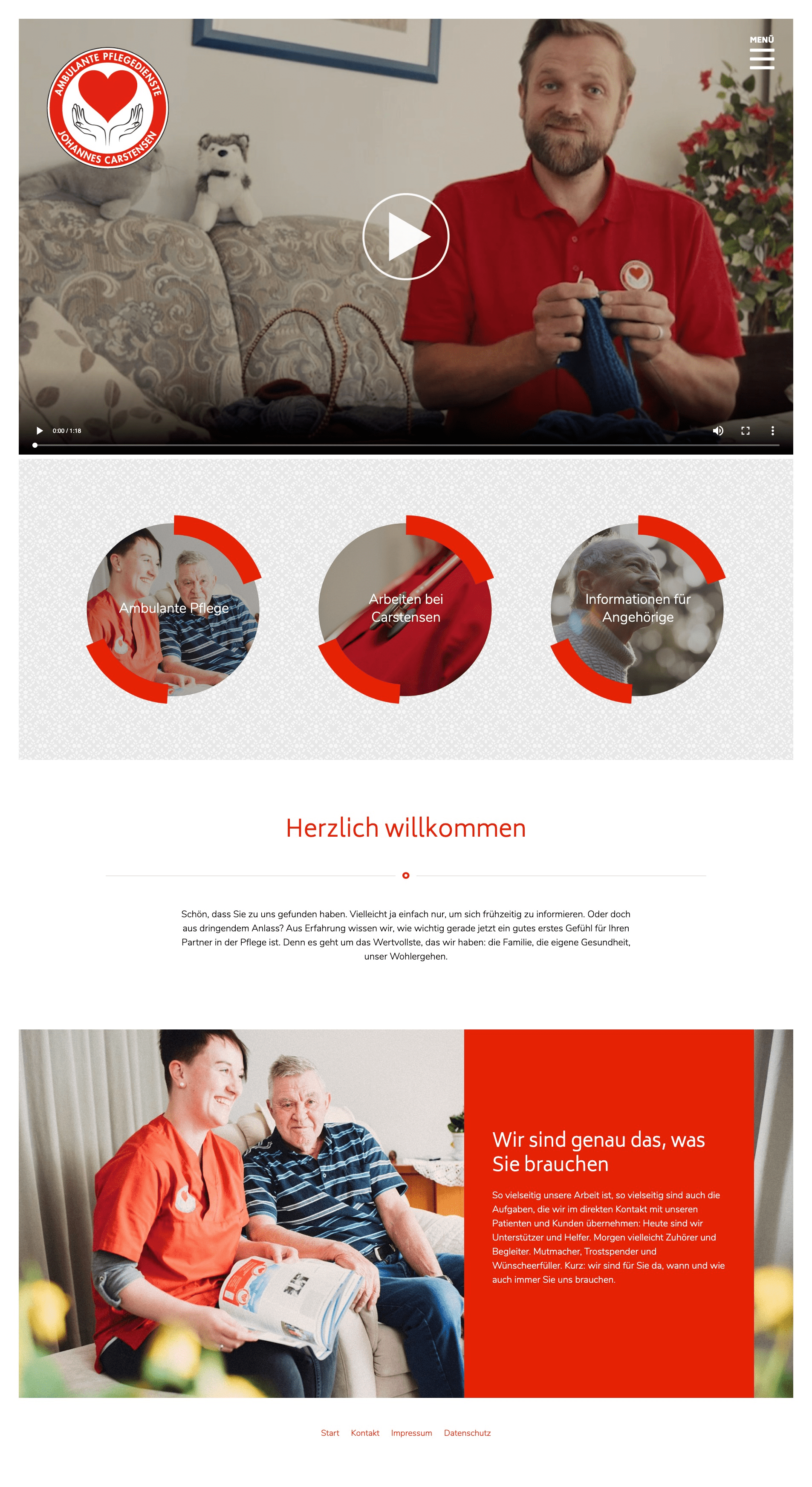 Website vom Ambulanten Pflegedienst Johannes Carstensen aus Haselund